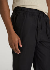 American Tall Discount | Stretch Cotton Linen Blend Pull-On Pants for Tall Men in Black