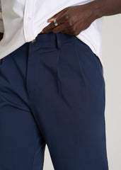 American Tall Outlet | Stretch Commuter Pleated Chinos for Tall Men in Navy Blue