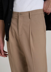 American Tall Discount | Relaxed Pleated Trousers for Tall Men in Dark Sand
