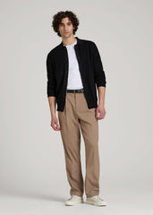American Tall Discount | Relaxed Pleated Trousers for Tall Men in Dark Sand
