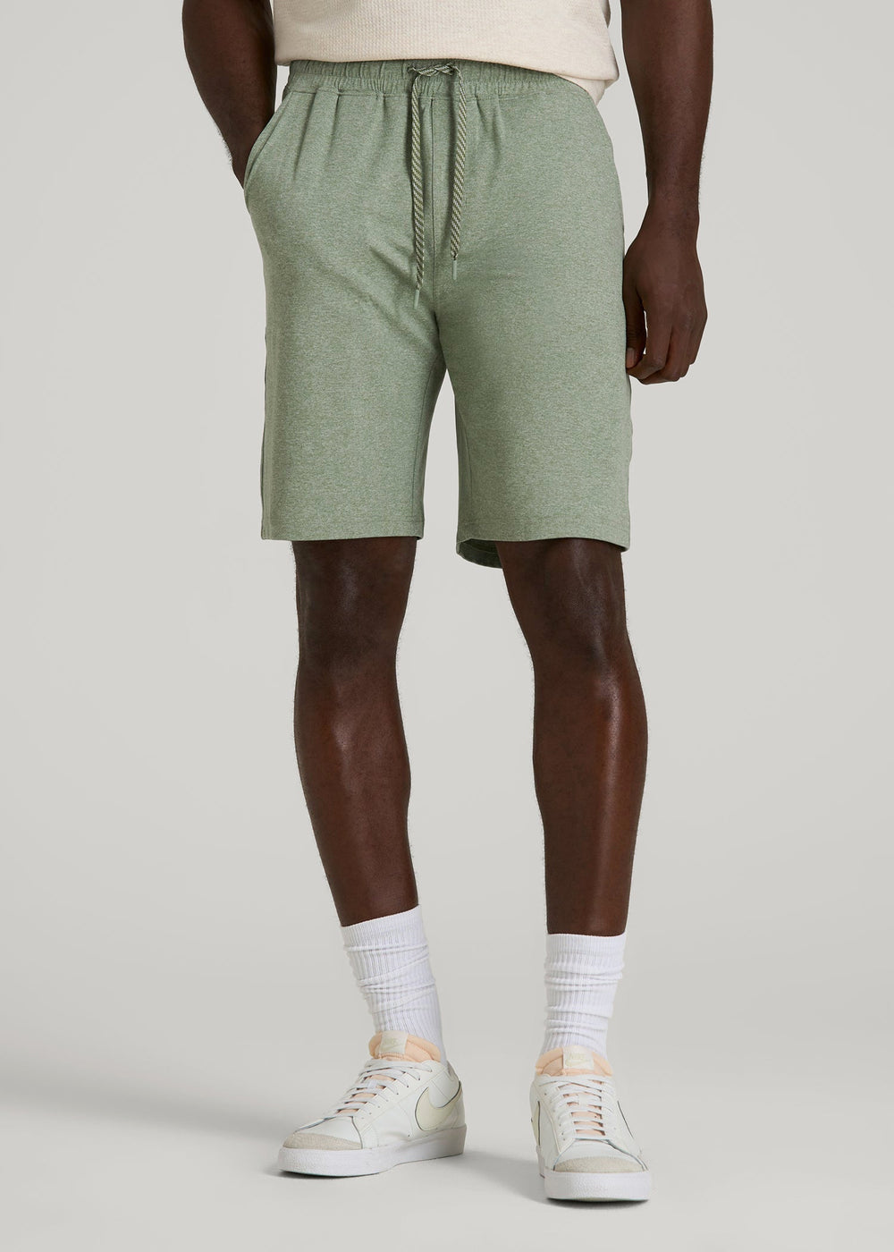 American Tall Discount | Weekender Stretch Lounge Shorts for Tall Men in Dark Seagrass Mix