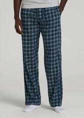 American Tall For Sale | Flannel Pajama Pants for Tall Men in Navy Windowpane