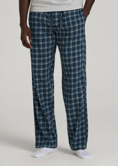 American Tall For Sale | Flannel Pajama Pants for Tall Men in Navy Windowpane