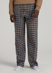 American Tall Online Shop | Flannel Pajama Pants for Tall Men in Navy and Woodsmoke Check
