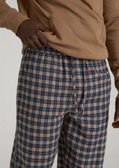 American Tall Online Shop | Flannel Pajama Pants for Tall Men in Navy and Woodsmoke Check