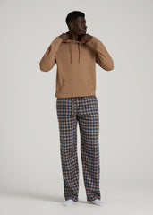 American Tall Online Shop | Flannel Pajama Pants for Tall Men in Navy and Woodsmoke Check