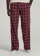 American Tall Discount | Flannel Pajama Pants for Tall Men in Wine Windowpane