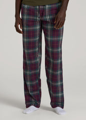 American Tall Outlet | Flannel Pajama Pants for Tall Men in Maroon Plaid