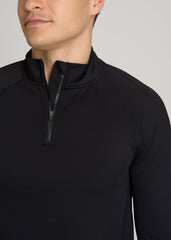 American Tall Online Shop | Quarter Zip Long Sleeves Rashguard for Tall Men in Deep Black