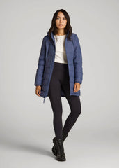 American Tall Discount | Packable Puffer Jacket for Tall Women in Blue Space Dye