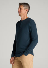 American Tall Online | Double Honeycomb Thermal Long-Sleeve Henley Shirt for Tall Men in True Navy