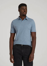 American Tall Discount | Slub Self Collar Polo Shirt for Tall Men in Chambray