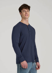 American Tall Online | Three-Button Long Sleeve Slub Henley for Tall Men in Navy