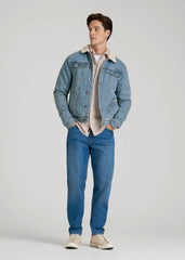 American Tall Outlet | Denim Sherpa Jacket for Tall Men in Stonewash Blue