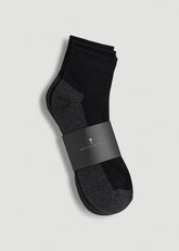 American Tall Sale | 3-Pack Quarter Socks for Tall Men in Black with Grey