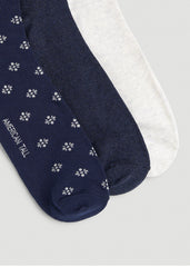 American Tall Online Shop | Dress Socks Size 14 to 17 (3-Pack) for Tall Men in Navy/White Sand