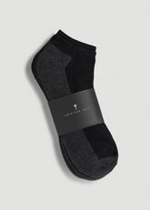 American Tall For Sale | 3-Pack Ankle Socks for Tall Men in Black with Grey