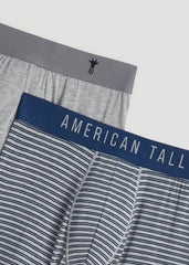 American Tall Online | Micro Modal Boxer Briefs for Tall Men in Navy Stripe & Light Grey Mix