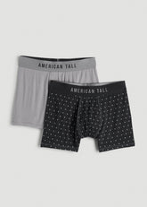 American Tall Sale | Micro Modal Boxer Briefs for Tall Men in Dark Grey Geo & Pebble Grey