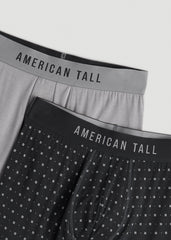 American Tall Sale | Micro Modal Boxer Briefs for Tall Men in Dark Grey Geo & Pebble Grey