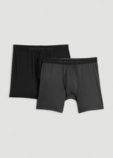 American Tall For Sale | 2-Pack A.T. Performance Boxer Briefs for Tall Men in Black & Charcoal Rinse