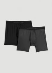 American Tall For Sale | 2-Pack A.T. Performance Boxer Briefs for Tall Men in Black & Charcoal Rinse