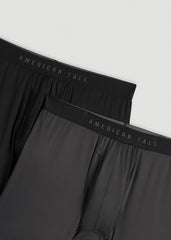 American Tall For Sale | 2-Pack A.T. Performance Boxer Briefs for Tall Men in Black & Charcoal Rinse