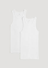American Tall Discount | Ribbed Undershirt Tank Top for Tall Men in Bright White