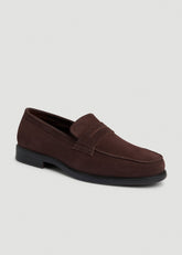 American Tall Outlet | Penny Loafers for Tall Men in Dark Brown Suede