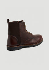 American Tall Online | Pebbled Leather Lace-Up Boots for Tall Men in Dark Brown