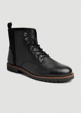 American Tall Online Shop | Pebbled Leather Lace-Up Boots for Tall Men in Black