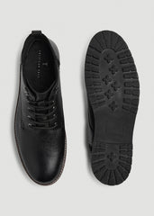 American Tall Online Shop | Pebbled Leather Lace-Up Boots for Tall Men in Black
