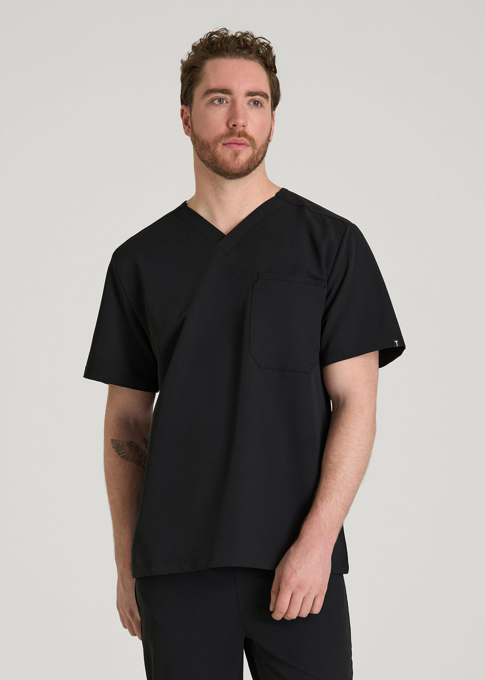 American Tall Discount | Short-Sleeve V-Neck Scrub Top for Tall Men in Black