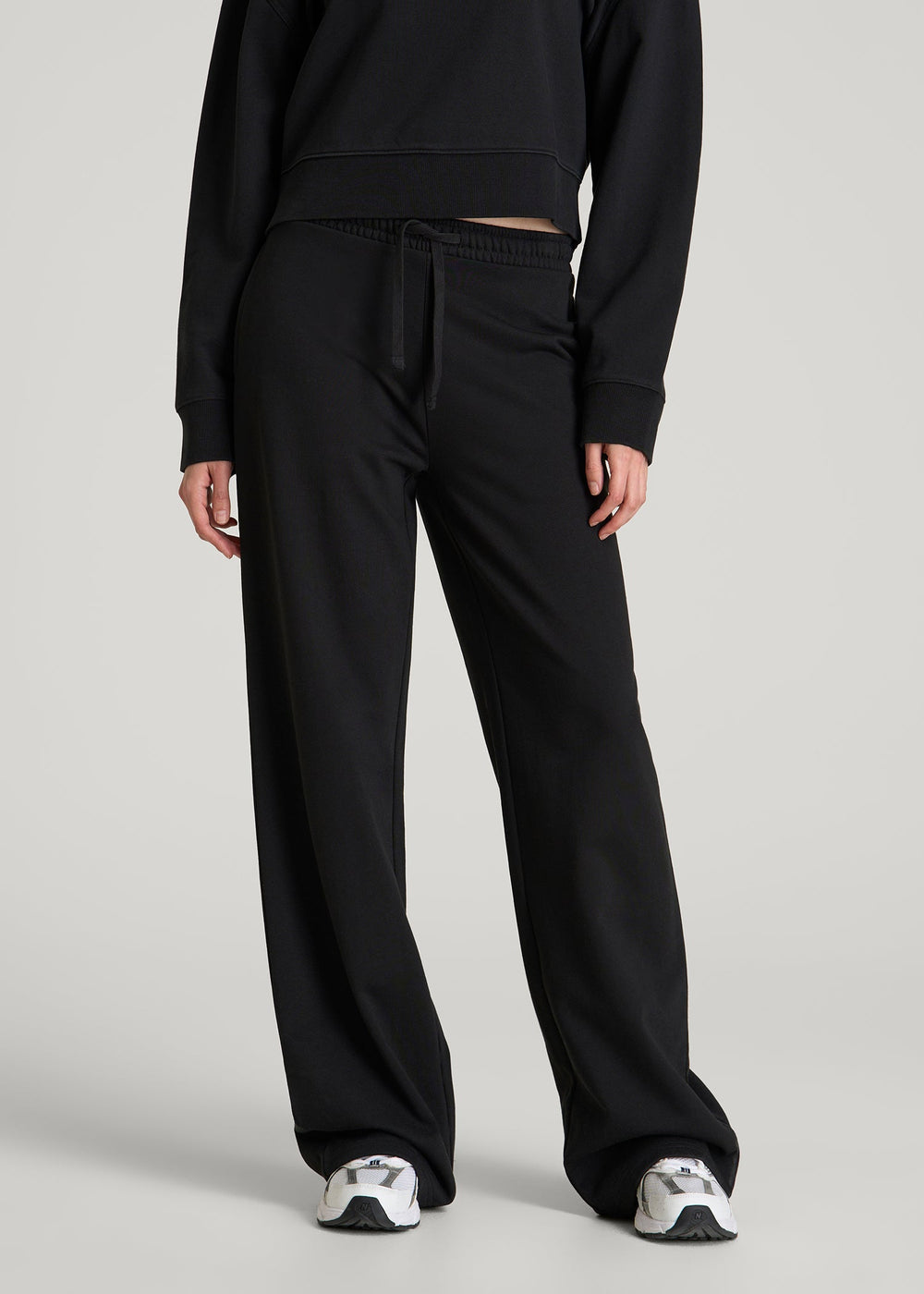 American Tall For Sale | Everyday Terry Midrise Wide Leg Pants for Tall Women in Black