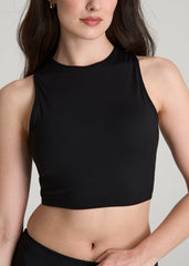 American Tall Sale | Cropped Swim Tank for Tall Women in Deep Black