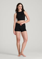 American Tall Outlet | Fitted Hybrid Shorts for Tall Women in Deep Black