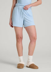 American Tall Discount | Waffle Sleep Shorts for Tall Women in Ice Blue
