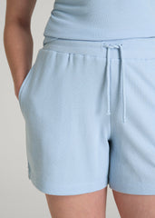 American Tall Discount | Waffle Sleep Shorts for Tall Women in Ice Blue