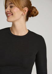 American Tall For Sale | FITTED Ribbed Long Sleeve Tee for Tall Women in Black