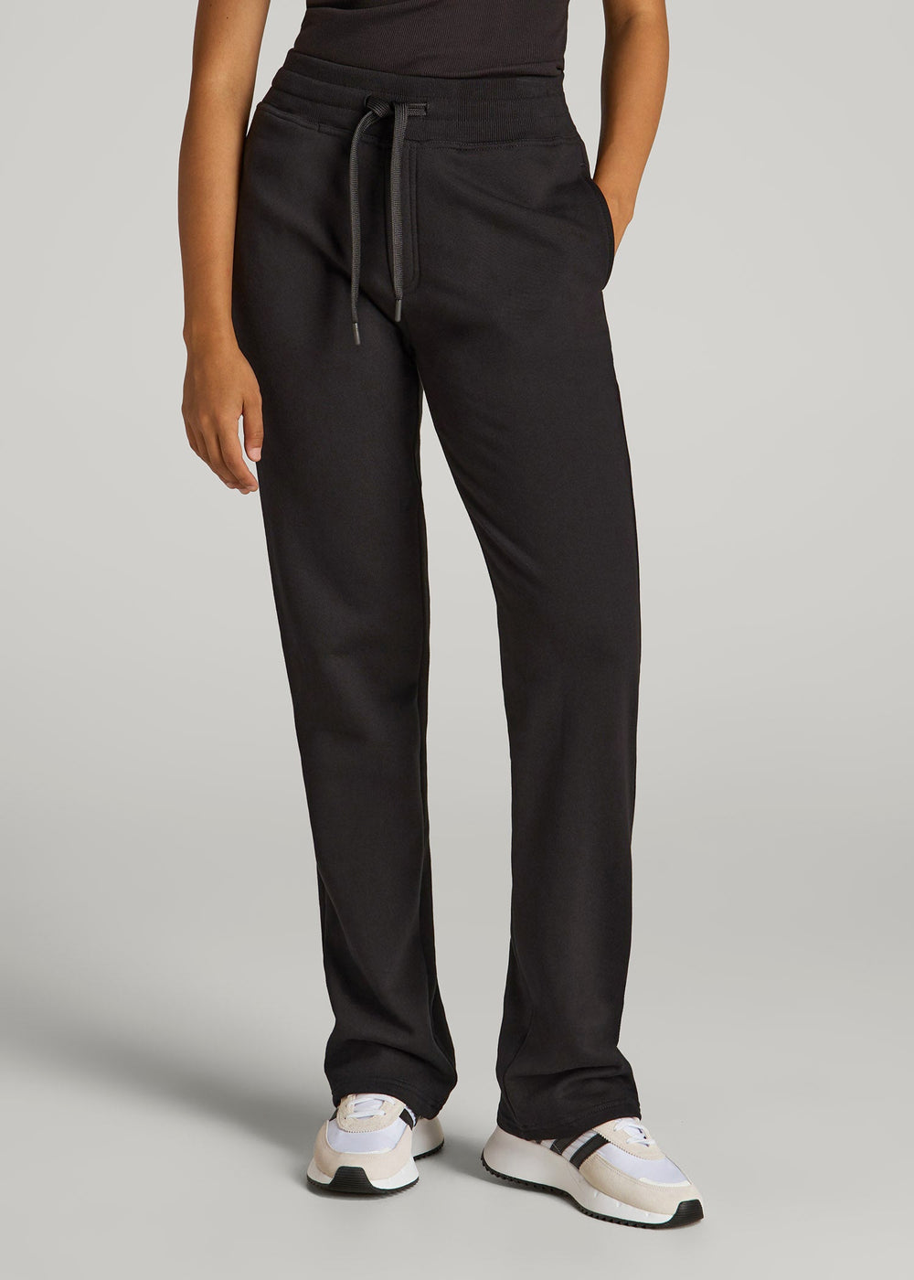 American Tall Sale | Wearever Fleece Open-Bottom Sweatpants for Tall Women in Black