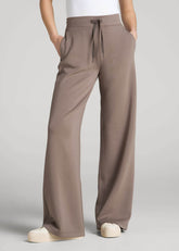 American Tall Outlet | Pull-On Tie Waist Wide Leg Pants for Tall Women in Portobello