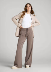 American Tall Outlet | Pull-On Tie Waist Wide Leg Pants for Tall Women in Portobello