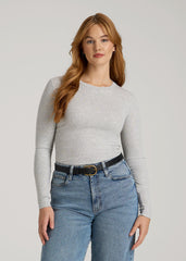 American Tall For Sale | FITTED Ribbed Long Sleeve Tee for Tall Women in Grey Mix