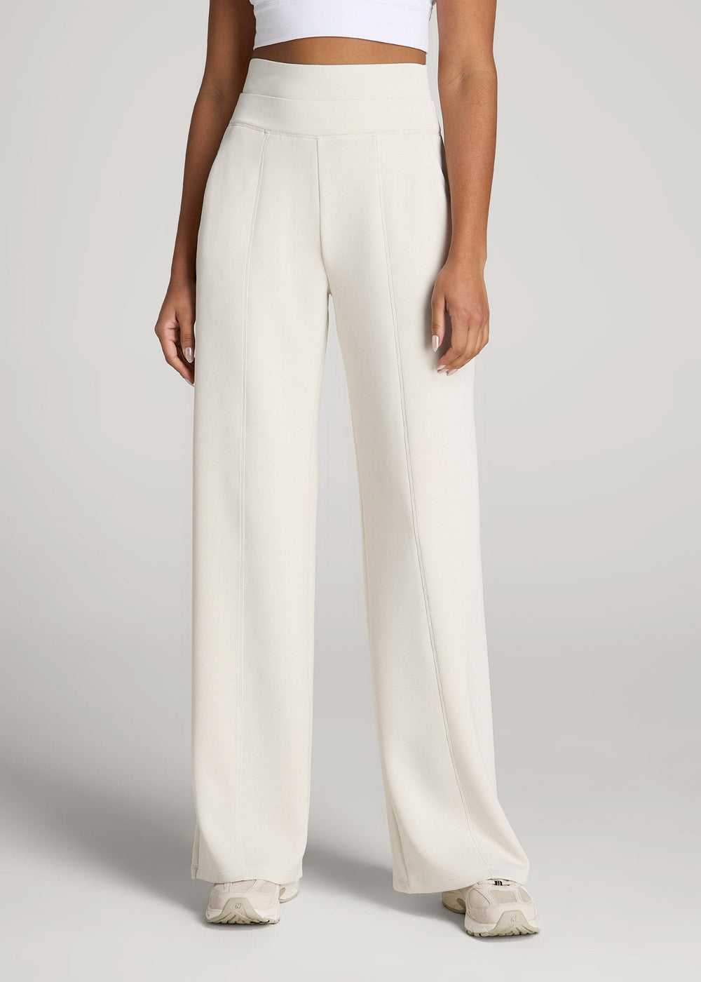 American Tall Discount | Soft Motion Wide Leg Ultra High Rise Pant for Tall Women in Pearl
