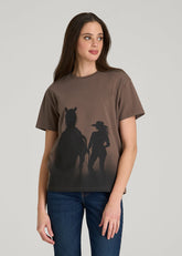 American Tall Sale | Equestrian Graphic Tee for Tall Women in Brown
