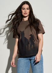 American Tall Sale | Equestrian Graphic Tee for Tall Women in Brown