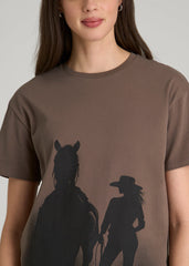 American Tall Sale | Equestrian Graphic Tee for Tall Women in Brown