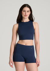 American Tall Outlet | Cropped Swim Tank for Tall Women in Navy Blue