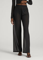 American Tall Online Shop | Power Mesh Wide-Leg Pants for Tall Women in Deep Black