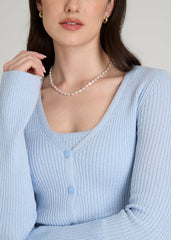American Tall Sale | Boucle Knit Cardigan for Tall Women in Ice Blue